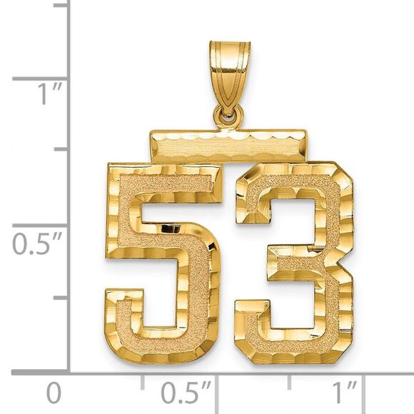 14k Yellow Gold, Varsity Collection, Large D/C Pendant Number 53 - Picture 2 of 3